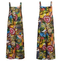 Bohemian Printed Trousers Women Rompers Summer Sleeveless Playsuits Casual Jumpsuits Wide Leg Overalls Suspenders Pantalon