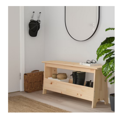 Bench with storage, pine 100 cm.