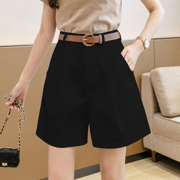khaki-workwear-shorts-womens-summer-2023-thin-high-waist-slim-loose-wide-leg-middle-pants-casual-suit-shorts-female-fashion