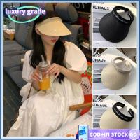 LUXURY GRADE ของใหม่ หมวกสำหรับฤดูร้อน หมวกปีกหมวกฟาง ด้านบนที่ว่างเปล่า หมวกป้องกันใบหน้า หมวกกันแดดผู้หญิง หมวกกันแดดหมวก หมวกชายหาดหมวก