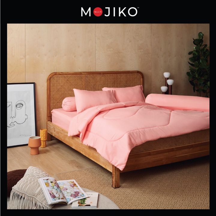 mojiko-ผ้าปูที่นอน-ปลอกหมอนหนุน-ข้าง-รุ่นextra-6ฟุต-5ฟุต-3-5ฟุต-สีพื้น