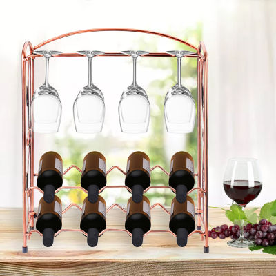ชั้นชั้นวางไวน์พับได้ทำจากเหล็กขึ้นรูป2ขนาดชั้นวางแก้วไวน์ที่แขวนแก้วไวน์