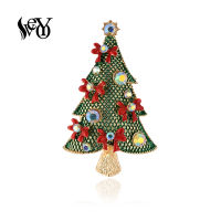 VEYO Rhinestone Christmas Tree Brooches Stitch Metal Enamel Pins Lapel Pin Bags Badge Christmas Products