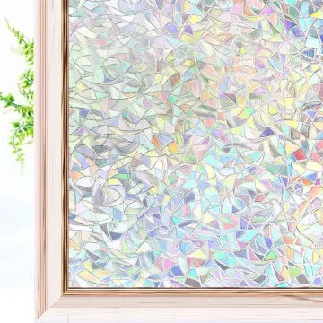 Rainbow 3D Window Film Privacy Decorative Non-adhesive Stained Glass  Sticker