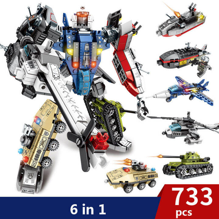 6-in-1-transformation-robot-building-block-city-vehicle-engineering-excavator-car-truck-racing-car-bricks-construction-toys