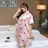 y Women Night Dress Silk Pajamas Nightgown Robe Sleepwear Womens Underwear Large Bust Satin 4xl 6xl Nuisette Lingerie