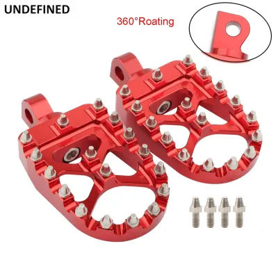 Motorcycle Foot Peg MX Style 360 Rotating Footpegs Bobber Chopper Footrests CNC Red For Harley Sportster Dyna Fatboy Iron 883 XL Pedals