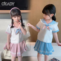 OKADY ชุดสูทสองชิ้นสำหรับกระโปรงมีจีบ Kaus Anak Perempuan เด็กผู้หญิงจากร้าน