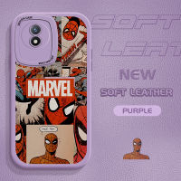 เคส Case4you สำหรับ Vivo Y02A Y02T บางผิวประกบกับ Spider-Man เคสหลังหนังนุ่มซิลิโคน PU ปกหนังเคสโทรศัพท์