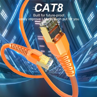 CAT8 Kabel Ethernet RJ45 Kabel Jaringan Kecepatan Transmisi 40 Gbps Kabel Lan SFTP 40 Gbps Kabel Patch Cat 8 RJ45 untuk PC Modem PS4