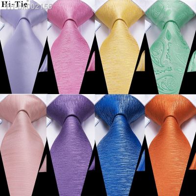 ▪♈ Hi-Tie 8.5cm Mint Green Pink Solid Paisley 100 Silk Mens Business Tie Neck Tie for Men Formal Luxury Wedding Necktie Gravatas