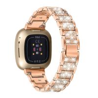 {zhiyun Watchshop}วง Bling สำหรับ Fitbit Versa 3 Sense สายรัดโลหะ Jewlery สายรัดข้อมือสำหรับ Versa/versa 2 /Versa Lite ผู้หญิงเปลี่ยนสร้อยข้อมือ