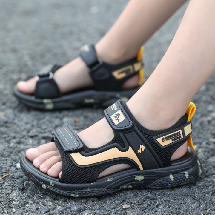 รองเท้าแตะเด็กโต-2023-ใหม่รองเท้าแตะเด็กชายวัยรุ่นรองเท้าชายหาดแบบนุ่ม