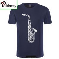 Novelty T Shirt Men Short Sleeve Gold Saxophone Tshirts Custom Jazz Music Men Clothing Oversized