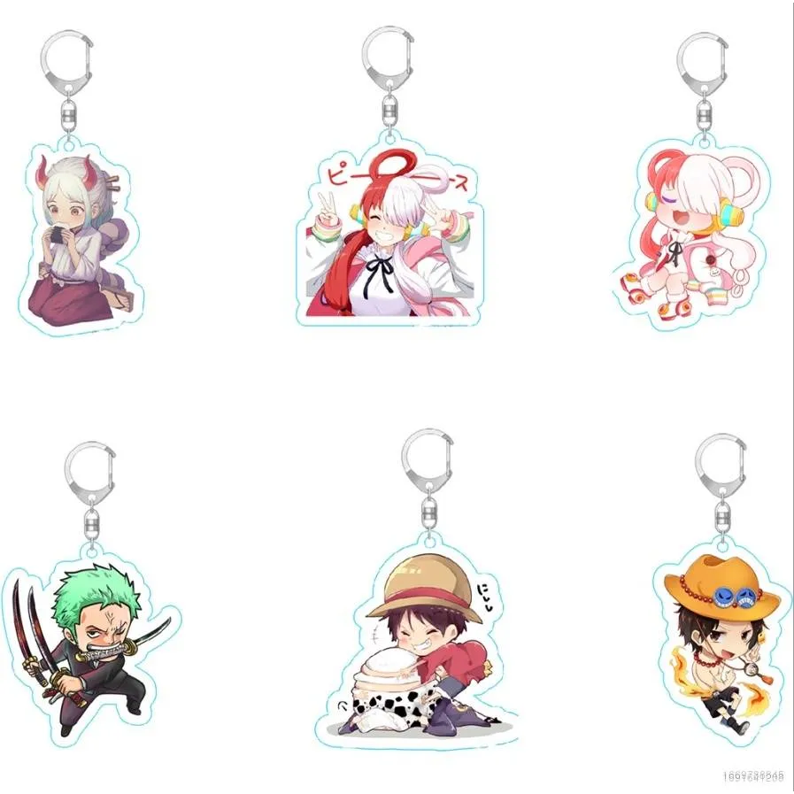 New One Piece Anime Acrylic Cartoon Key Chian Kawaii Luffy Keychain Zoro  Sanji Shankusu Katakuri Pendant Toy Kids Gift