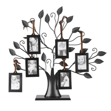 Family Piture Frame 4x6 Vertical Metal Tree Desk Photo Frames with Glass  Terrarium Vase Flower Plants (Tree)