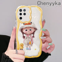 เคส Chenyyka สำหรับ OPPO A94 4G F19 Pro Reno 5F Reno 5 Lite เคสลายการ์ตูนเป็ดน้อยน่ารักเด็กผู้หญิงเนื้อครีมมีสีสันขอบเคสโทรศัพท์โปร่งใสนิ่มกันกระแทกเคสซิลิโคนใส