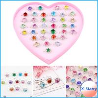 X-STARRY 36Pcs ปรับขนาดได้ ของเล่นแหวนเด็ก แบบสุ่มสไตล์ เพชรน้ำเพชร แหวนปรับได้ หวานหวานแหววว เครื่องประดับแฟชั่นเครื่องประดับ แหวนเพชรน้ำ ของขวัญวันเกิดของขวัญ