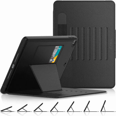SEYMAC stock Case for iPad 9th/8th/7th Generation 10.2‘’ , Strong Magnetic Auto Sleep Shockproof Case with Absorbing Multi-Angles Stand, Pen Holder, Card Slot for iPad 10.2 Inch 2021/2020/2019 (Black) Black/Black