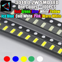 100ชิ้น3014 0.2W 3.0*1.4 Mm 2.0-3.2V สีแดง/เขียว/น้ำเงิน/ขาว/เหลืองน้ำแข็งสีฟ้า/เย็นสีขาว/ชมพู/สีขาวนวล Smd ชุด Led