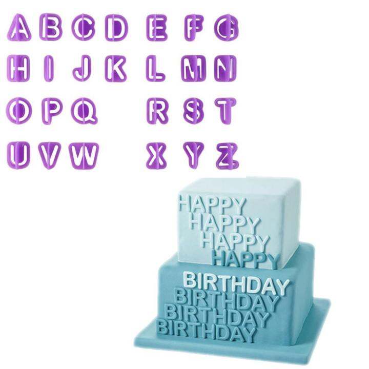 ตัวอักษรและตัวเลขฟองดอง์ตกแต่งเค้กชุดเครื่องตัดน้ำแข็งแม่พิมพ์พร้อมที่จับ