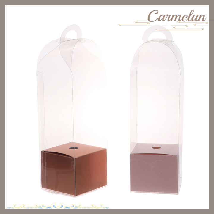 carmelun-กล่องพลาสติกกล่องดอกไม้กุหลาบใสห่อดอกไม้กล่องใส่เค้ก