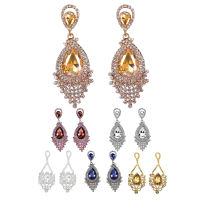 Fashion Women Wedding Jewelry Austrian Crystal Long Crystal Drop Big Crystal Bride Earrings For Women Big Earrings