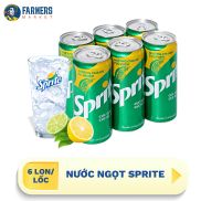 Giao hàng toàn quốc  Lốc 6 lon  Nước ngọt Sprite - Lon 320ml