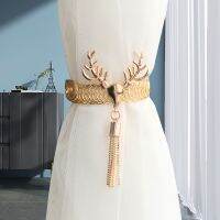 【CW】 luxury style deer head hanging tassel curtain buckle strap home soft decoration on