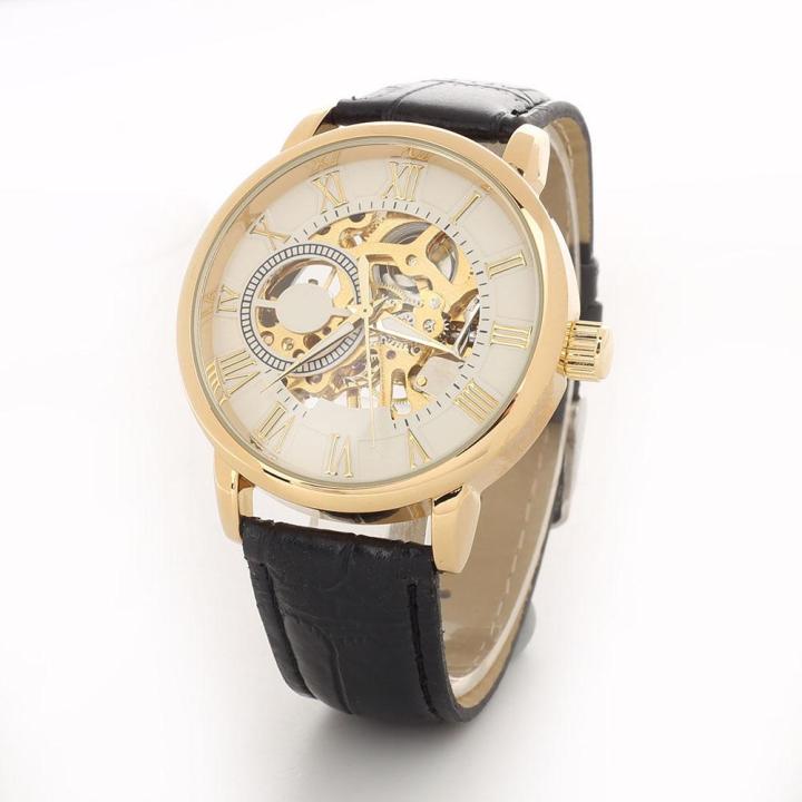 bluelans-นาฬิกาข้อมือผู้ชาย-3d-หรูหราสลักลายตัวเลขโรมันนาฬิกาหน้าปัดเชิงกล