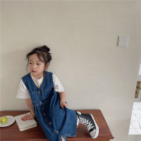 MILANCEL 2022 Summer Girls Dress Korean Style Denim Vest Dress Children Clothing