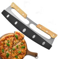 Stainless Steel Pizza Cutter Wooden Handle Cut Tools Pizza Chopper Slicer Kitchen Gadget Household Cake Cutter Knives