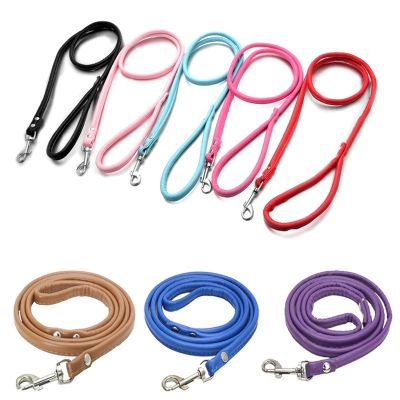 【LZ】 PU Leather Dog Leash Pets Dog Collar and Leash Rope Solid Running Buldog Belt Puppy Cat Dog Harness Lead Leashes for Small Dogs