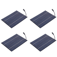 4X 12V 5.2W Mini Solar Panel Polycrystalline Solar Cells Silicon Epoxy Solar Module System Battery Charger + DC Output