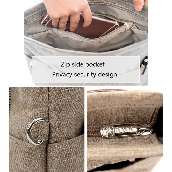 bazlee-ที่จัดระเบียบกระเป๋ากระเป๋าเงินแทรกกับ13กระเป๋า-กระเป๋าถือและกระเป๋าทรงสี่เหลี่ยมมีหูหิ้วสะพายไหล่จัดรูปทรงภายในที่มีซิป