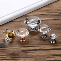 ☽●◎ 20-40mm Diamond Shape Design Crystal Glass Knobs Cupboard Drawer Pull Kitchen Cabinet Door Wardrobe Handles Hardware