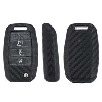 dvfggv Carbon Fiber 3 Buttons Key Holder for Kia K2 K3 K5 Carens Cerato Forte Car Fob Cover Housing Remote Key Shell Case Flip Folding