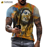 Bob Marley 3D พิมพ์เสื้อยืดแฟชั่น Casual Harajuku แขนสั้น Hip Hop Rapper Reggae เพลง Streetwear T เสื้อ Cool Tops