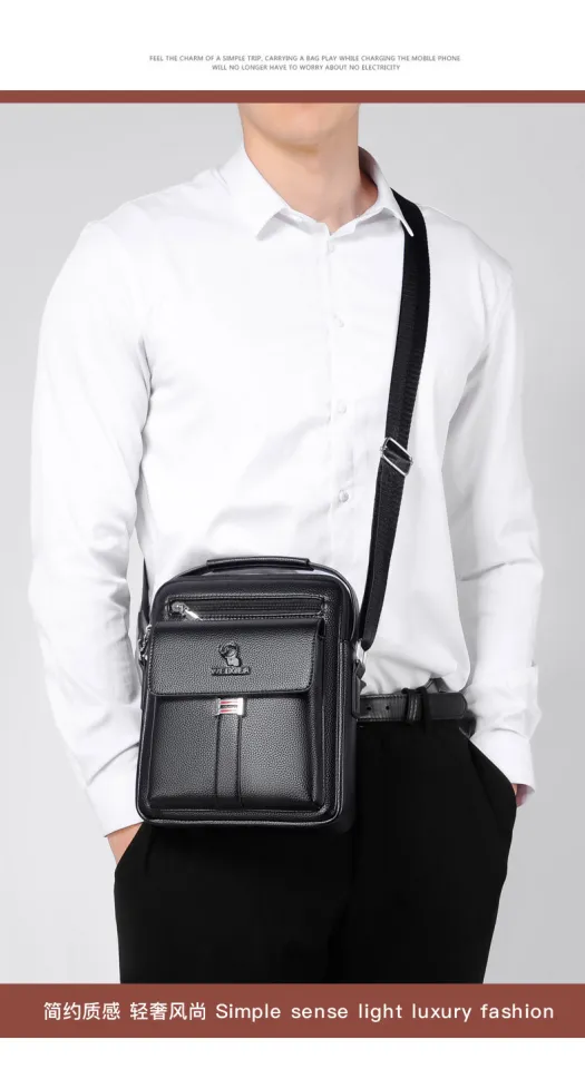 Flow.month Leather Shoulder Bag for Men Business Casual iPad