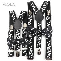 【CW】 Mens Kids Music Suspenders Polyester Bowtie Set Y-Back Braces Bow Tie Adjustable Father Son Accessories