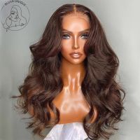 【jw】ﺴ✖ Chocolate Front Wigs 13x4 Synthetic Glueless Resistant Hair for