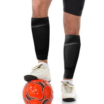 1คู่ชินยามถุงเท้าผู้ชายผู้หญิงฟุตบอลชินถุงเท้าฟุตบอลลูกวัวแขน