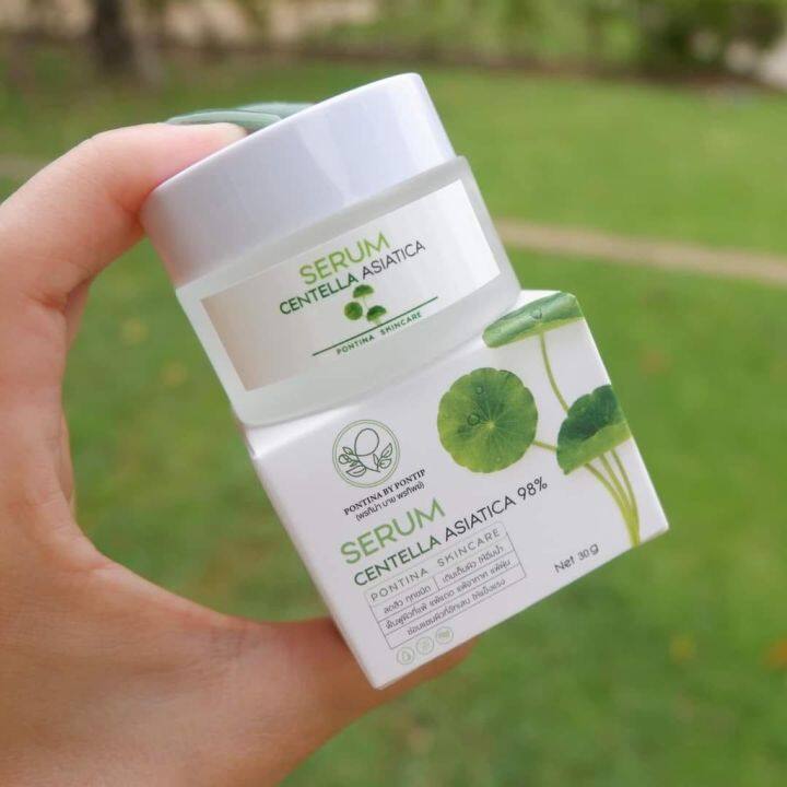 พรทิน่า-เซรั่มใบบัวบก-pontina-serum-centella-asiatica-98-by-pontip-ฟื้นฟู-บำรุงผิว-ลดสิวอักเสบ-1กระปุก-30กรัม