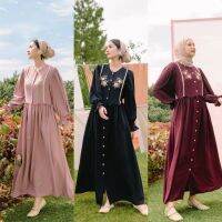 Gamis ZEVELL ZEVANCA MAXY CRINCLE ชุดยูนิฟอร์ม ปักลายดอกไม้ พรีเมี่ยม สีม่วง ลายดอกไม้ มุสลิมะห์ ชารี รีเพรส