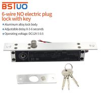 DC 12V Fail Secure Electric Cylinder Drop Bolt Lock With Bevel Bolt Mechanical Key Adjustable Time relay Door Contact 6 Cables