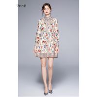 European and American Fashion All-Match Waist Slimming Positioning Printed Dress (with Belt)