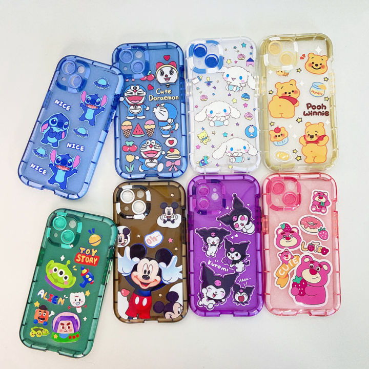 เคสขอบสีเรืองแสง-งานสกรีนลายการ์ตูน-พร้อมส่งจากไทย-สำหรับรุ่น-i13-13pro-i13promax-i14-i14pro-i14promax