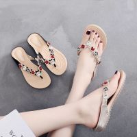 Flip-flops female new outer wear flat non-slip diamond cool slippers seaside summer fashion joker pinches cool slippers