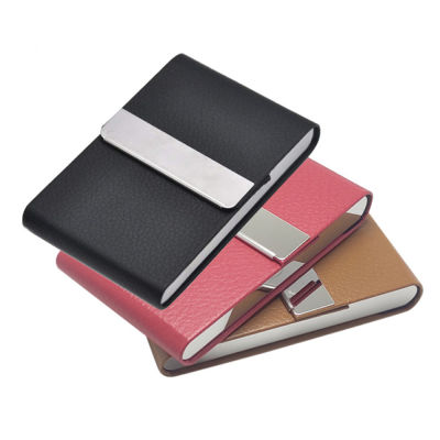 Slim Credit Card Pocket Stainless Steel Business PU Leather With Magnetic Buckle