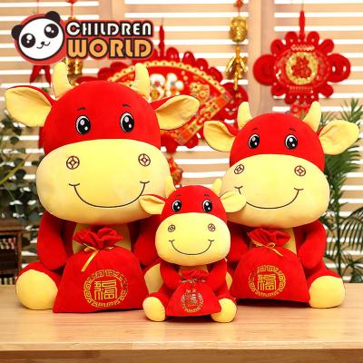 Childrenworld 2021 New Year Ox Cow Stuffed Toy Cute Super Soft Plush Doll Animal Toy Prop Decoration Gift